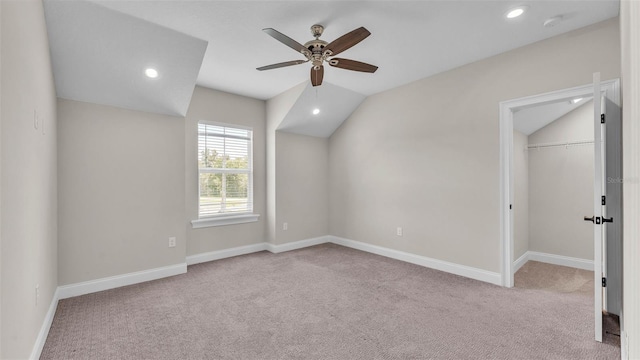 1385 Ewell Rd, Lakeland, FL 33811 - bonus room with carpet, vaulted ceiling, a ceiling fan, and recessed lighting