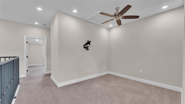 1385 Ewell Rd, Lakeland, FL 33811 - carpeted empty room featuring a ceiling fan and recessed lighting
