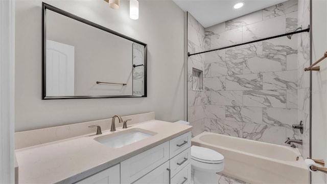 1385 Ewell Rd, Lakeland, FL 33811 - bathroom with vanity, marble finish flooring, shower / tub combination, and recessed lighting