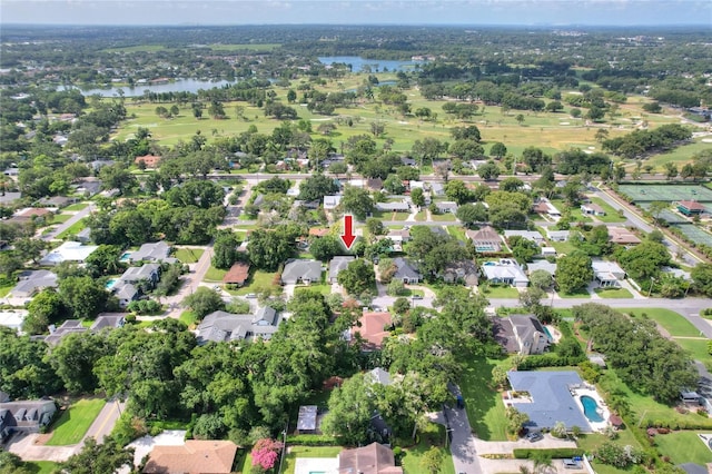 1145 Denton St, Lakeland, FL 33803 - aerial view of property and surrounding area featuring a large body of water and nearby suburban area