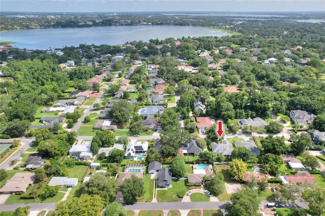 1145 Denton St, Lakeland, FL 33803 - aerial perspective of suburban area featuring a large body of water