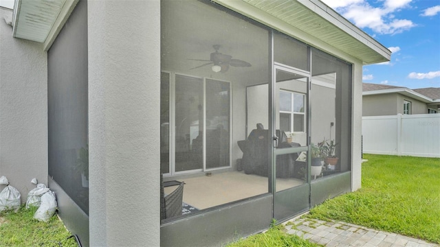 1125 Mattie Pointe Blvd, Auburndale, FL 33823 - view of patio / terrace featuring a sunroom and ceiling fan