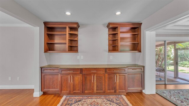 4219 Forest Hills Dr, Lakeland, FL 33813 - unfurnished office featuring light wood-style flooring, crown molding, and recessed lighting
