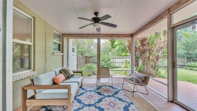 4219 Forest Hills Dr, Lakeland, FL 33813 - sunroom with a ceiling fan and plenty of natural light