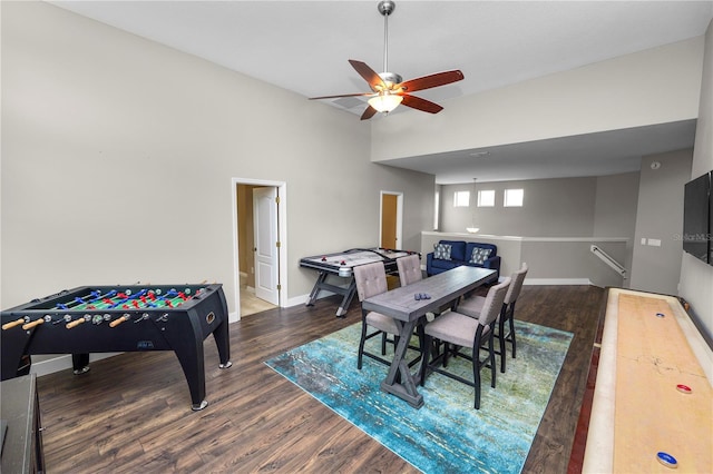 228 Magneta Loop, Auburndale, FL 33823 - rec room with a ceiling fan, wood finished floors, and high vaulted ceiling