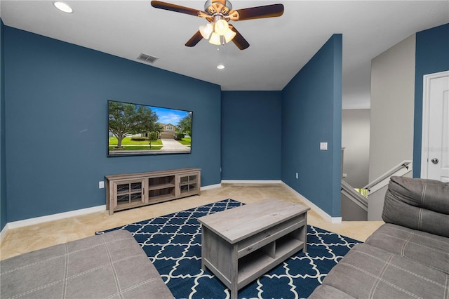 228 Magneta Loop, Auburndale, FL 33823 - living area with a ceiling fan, recessed lighting, and carpet flooring