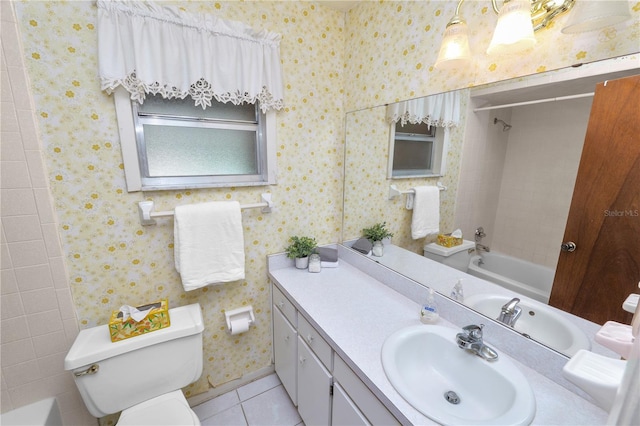 3315 Cross Fox Dr, Mulberry, FL 33860 - bathroom featuring vanity, tile patterned floors, and shower / washtub combination