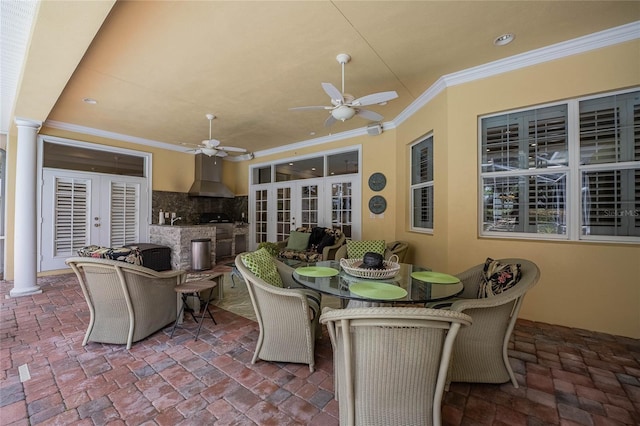1589 Royal Forest Ct, Lakeland, FL 33811 - view of patio / terrace with french doors, ceiling fan, outdoor dining space, and area for grilling