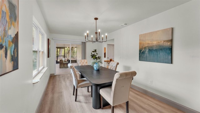 3235 Sandpiper Ln, Mulberry, FL 33860 - dining room featuring a chandelier and light wood-style floors