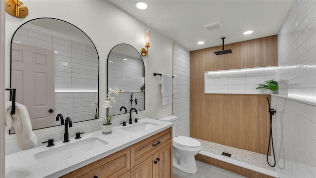 3235 Sandpiper Ln, Mulberry, FL 33860 - full bathroom featuring double vanity, walk in shower, and recessed lighting