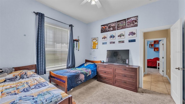 6757 High Grove Dr, Lakeland, FL 33813 - bedroom featuring light carpet and a ceiling fan