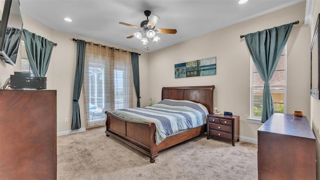 6757 High Grove Dr, Lakeland, FL 33813 - bedroom featuring carpet flooring, recessed lighting, and a ceiling fan