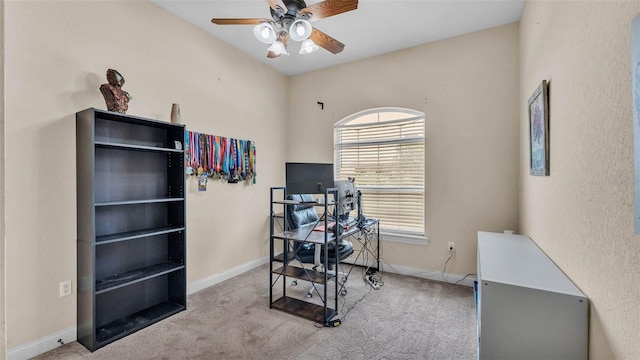 6757 High Grove Dr, Lakeland, FL 33813 - office area with a ceiling fan and carpet flooring