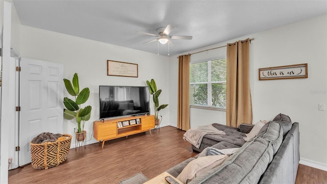 6365 Torrington Cir, Lakeland, FL 33811 - living room with ceiling fan and wood finished floors