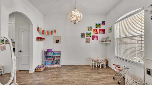1028 15th St NE, Winter Haven, FL 33881 - game room with arched walkways, wood finished floors, and healthy amount of natural light