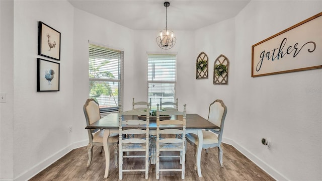 1028 15th St NE, Winter Haven, FL 33881 - dining space with wood finished floors and a chandelier