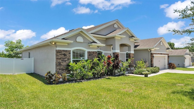1028 15th St NE, Winter Haven, FL 33881 - craftsman inspired home with stucco siding, stone siding, concrete driveway, and a garage