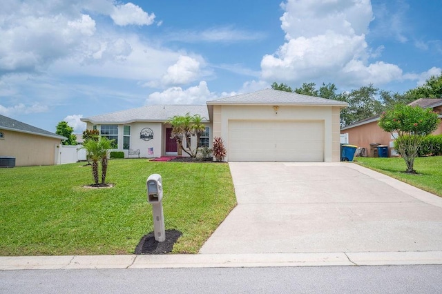 1420 Meadows Pond Dr, Bartow, FL 33830 - single story home with an attached garage, driveway, a front yard, and stucco siding