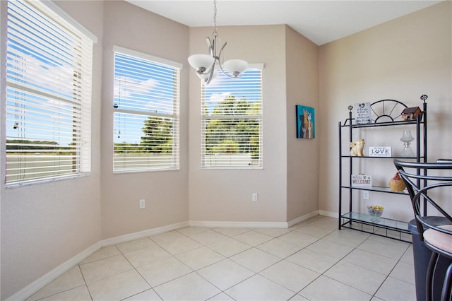 5370 Knights Station Rd, Lakeland, FL 33810 - dining space with a chandelier and light tile patterned floors