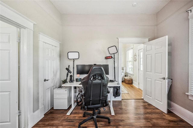 213 Cannon St, Lakeland, FL 33803 - office area featuring dark wood-style floors