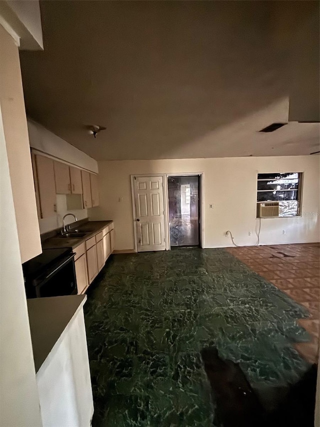 2921 Galaxy Ln, Lakeland, FL 33801 - kitchen featuring black electric range oven and dark countertops