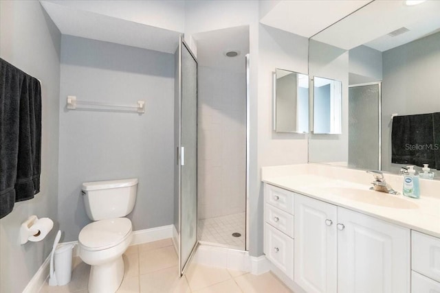 3608 54th Dr W Unit 202, Bradenton, FL 34210 - full bathroom with vanity, a stall shower, and tile patterned flooring