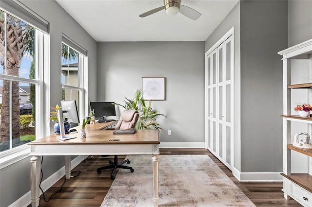 180 Azure Mist Way, Daytona Beach, FL 32124 - office area featuring wood finished floors and a ceiling fan
