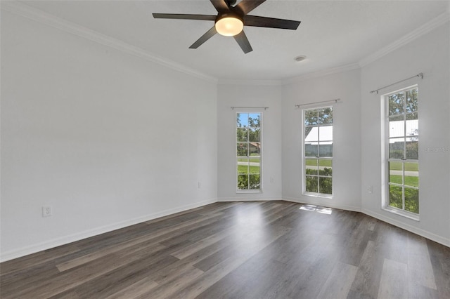 5722 Antler Trl, Lakeland, FL 33811 - spare room featuring dark wood-style flooring, ceiling fan, and ornamental molding