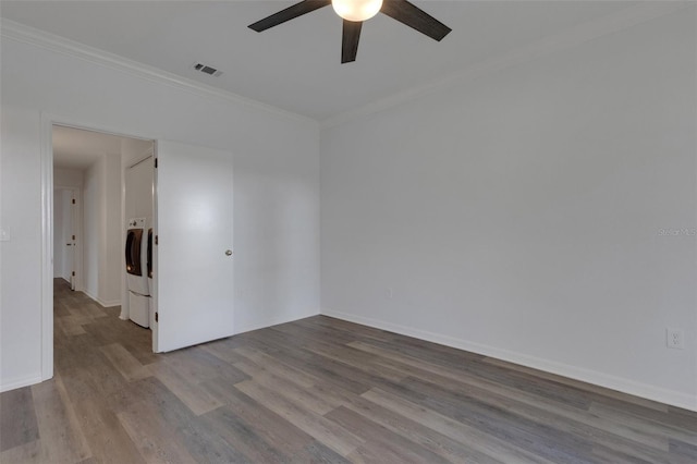 5722 Antler Trl, Lakeland, FL 33811 - unfurnished room with a ceiling fan, wood finished floors, and ornamental molding