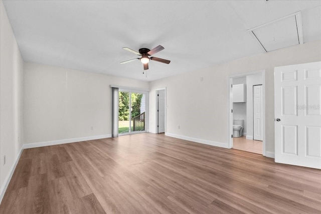 405 S 7th Ave, Bartow, FL 33830 - empty room featuring attic access, a ceiling fan, and light wood-style flooring