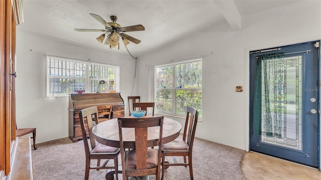 640 Forrest Dr, Bartow, FL 33830 - dining area featuring ceiling fan and light colored carpet