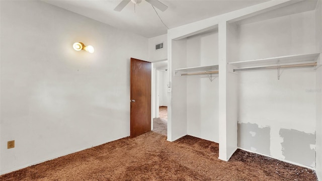 640 Forrest Dr, Bartow, FL 33830 - unfurnished bedroom with carpet flooring, a closet, and a ceiling fan
