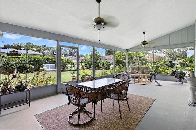6410 Beechnut Dr, Lakeland, FL 33813 - sunroom featuring ceiling fan, healthy amount of natural light, and lofted ceiling