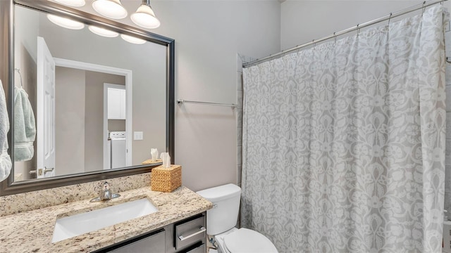 11825 Frost Aster Dr, Riverview, FL 33579 - full bathroom with vanity, washer / dryer, and a shower with shower curtain