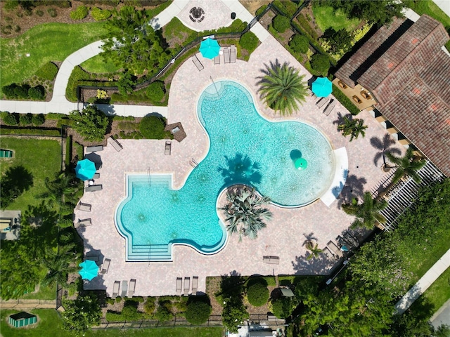 1044 Oliveto Verdi Ct, Brandon, FL 33511 - drone / aerial view of a pool area