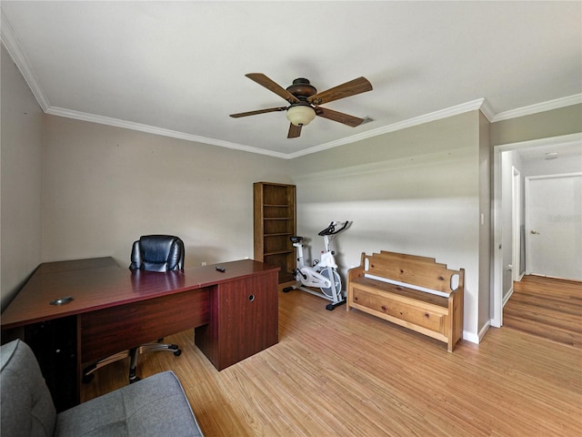1232 Fairlee St, Lakeland, FL 33813 - office space with a ceiling fan, light wood-type flooring, and ornamental molding