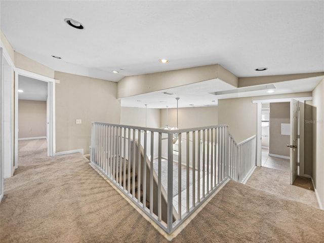 4230 Viola Rd, Lakeland, FL 33810 - corridor featuring carpet, recessed lighting, and an upstairs landing