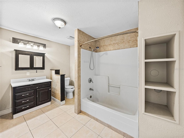4230 Viola Rd, Lakeland, FL 33810 - bathroom with vanity, tile patterned flooring, washtub / shower combination, and a textured ceiling