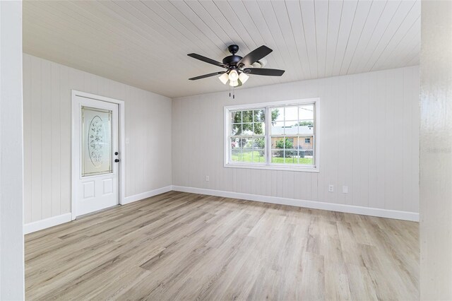 508 Boger Blvd N, Lakeland, FL 33803 - spare room with wood finished floors, a ceiling fan, wood ceiling, and wood walls