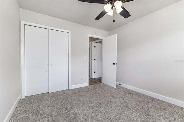 508 Boger Blvd N, Lakeland, FL 33803 - unfurnished bedroom featuring carpet flooring, a closet, and a ceiling fan