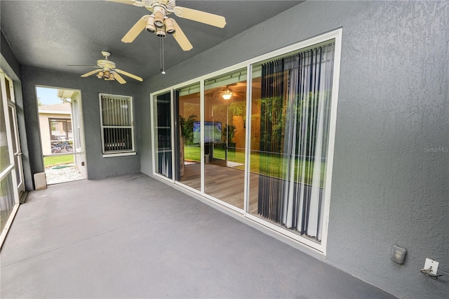 4242 Whistlewood Cir, Lakeland, FL 33811 - unfurnished sunroom featuring ceiling fan