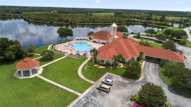 4242 Whistlewood Cir, Lakeland, FL 33811 - aerial view of a large body of water and a pool area
