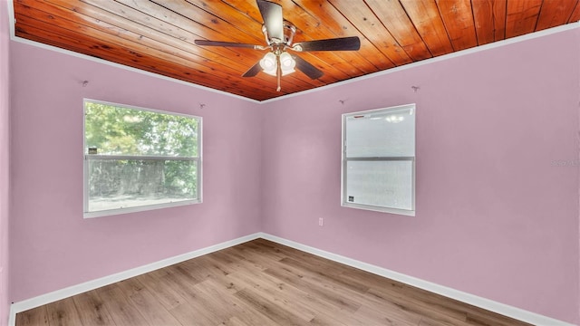 712 N Gary Rd, Lakeland, FL 33801 - empty room featuring a ceiling fan, ornamental molding, wood ceiling, and wood finished floors