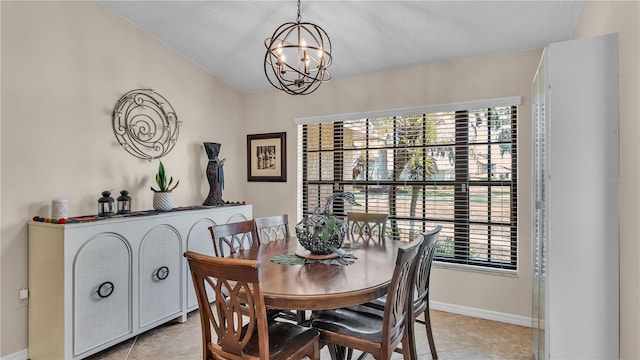5819 Hollyhock Dr, Lakeland, FL 33813 - dining area featuring a chandelier and light tile patterned flooring