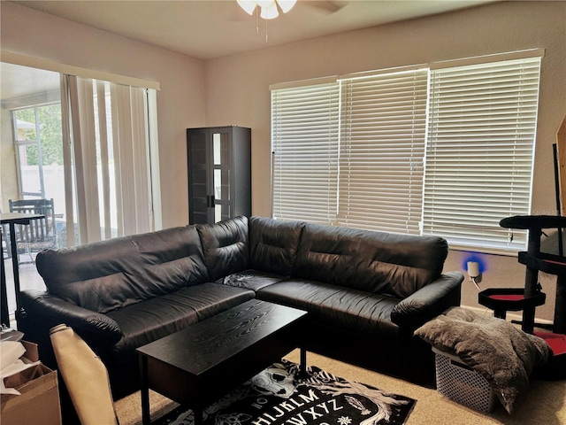 4665 SW 40th Pl, Ocala, FL 34474 - living area with ceiling fan and carpet floors