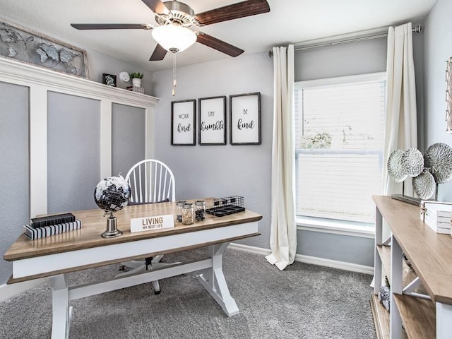 1496 Fleur Dr, Davenport, FL 33837 - office area with a ceiling fan and carpet flooring