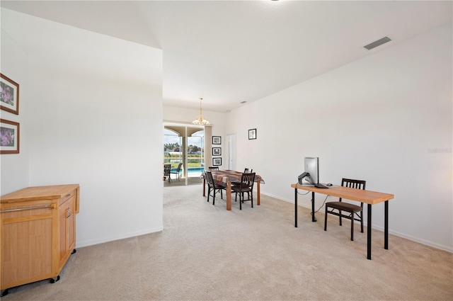 525 Seven Oaks St, Mulberry, FL 33860 - office space featuring light carpet and a chandelier