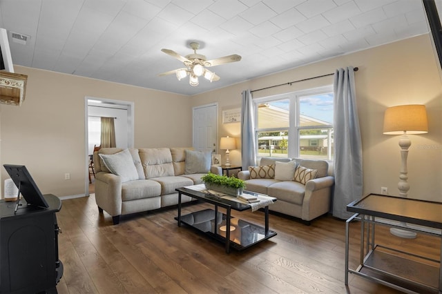 3521 Publix Rd, Lakeland, FL 33810 - living room featuring dark wood-style flooring and ceiling fan