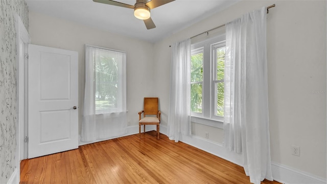 423 Ave H SE, Winter Haven, FL 33880 - unfurnished room with light wood-style flooring and a ceiling fan