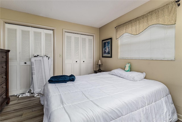 521 Lone Palm Dr, Lakeland, FL 33815 - bedroom with two closets and dark wood-style flooring